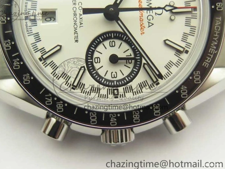 0203 UrbanChic Speedmaster Moonwatch OMF 1:1 Best Edition White Dial Black Hand on SS Bracelet A 8045